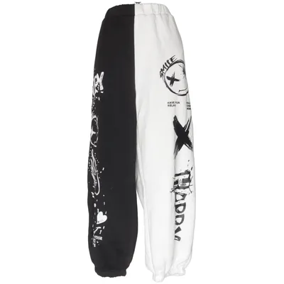 Pantalon de survêtement (Noir, Blanc) de Shein Curve Polyester