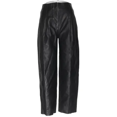 Leren broek (Zwart) van Massimo Dutti Elastaan, Leer, Polyester
