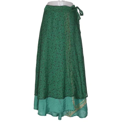 Wrap skirt (Green, Multicolored) Silk