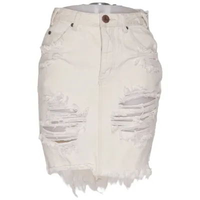 Jupe en jean (Blanc) de One Teaspoon Coton
