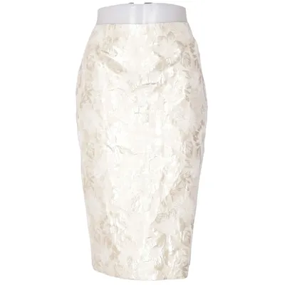 Skirt (Beige, Gold) from Escada Acetate, Cotton, Polyester