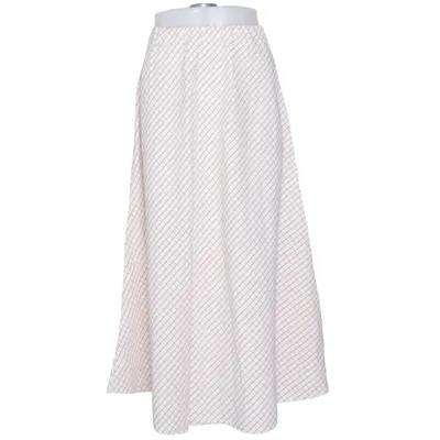 Skirt (White, Brown) from Gemini Cotton, Polyester, Viscose