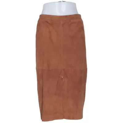 Läderkjol (Brun) från Second Female Elastan, Skinn, Polyester, Mocka
