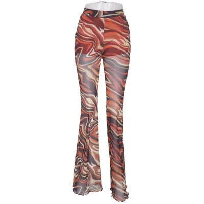Pants (Brown, Orange, Multicolored) from Bershka Polyester