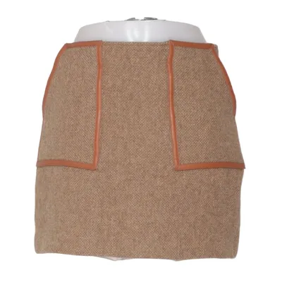 Skirt (Brown) from Malina Leather, Polyester, Viscose, Wool