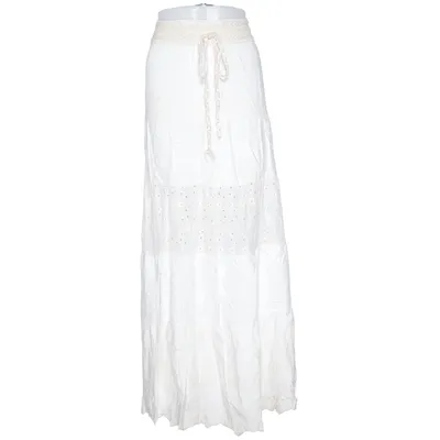 Maxi nederdel (Hvid) Bomuld, Viscose