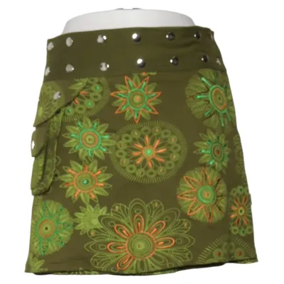Jupe (Vert, Multicolore) de Vishes Coton