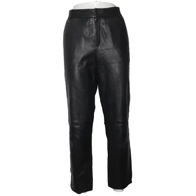 Leren broek (Zwart) van Massimo Dutti Leer, Polyester