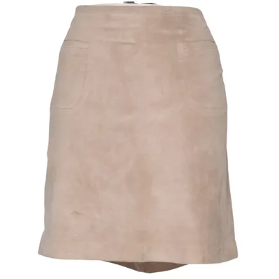 Lædernederdel (Beige) fra Zero Læder, Polyester, Viscose
