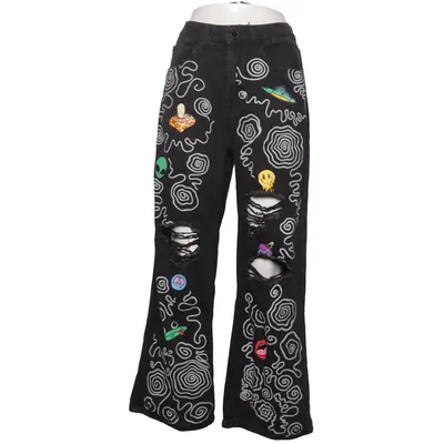 Jeans (Sort, Flerfarvet) fra Romwe Bomuld, Polyamid, Polyester, Viscose