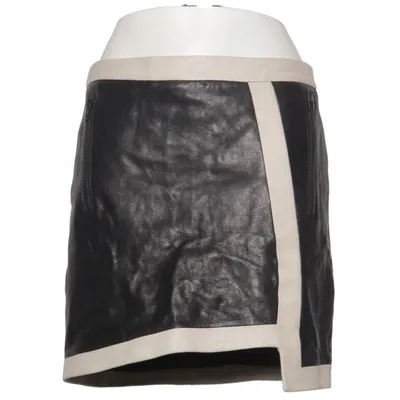 Leather skirt (Black, Beige) from Helmut Lang Leather, Polyester