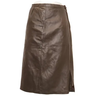 Läderkjol (Brun) Skinn, Polyester