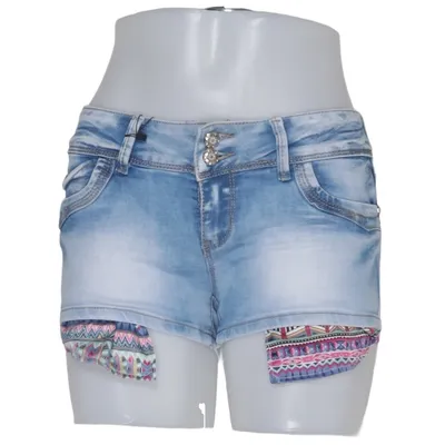 Denim shorts (Blauw, Meerkleurig) van Lexxury Katoen, Elastaan, Polyester
