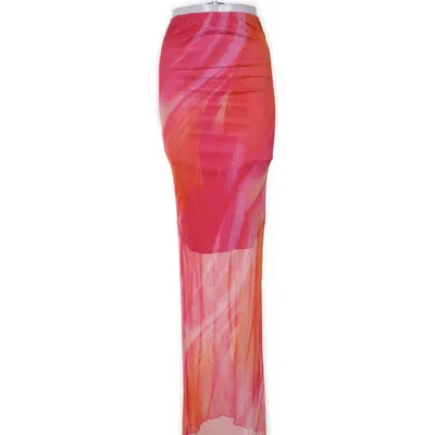 Strandrok (Roze, Oranje, Rood) van Boohoo Elastaan, Polyester