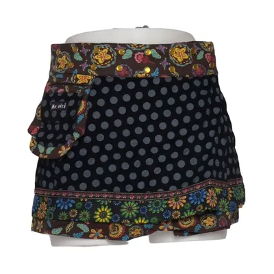 Jupe portefeuille (Noir, Multicolore) de Moshiki