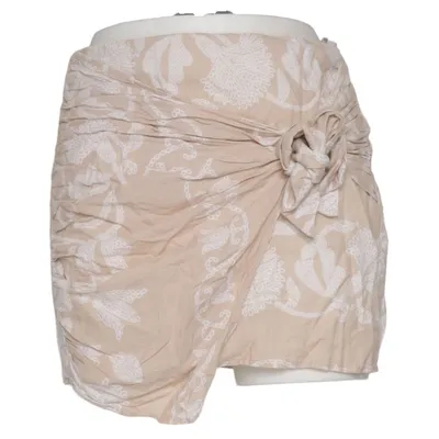 Wrap skirt (Beige, White) from Zara Linen, Viscose