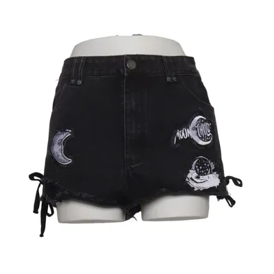 Denim shorts (Black) from Killstar Cotton, Elastane