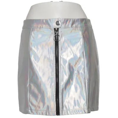 Skirt (Silver) from Allegra K Polyester, Polyurethane
