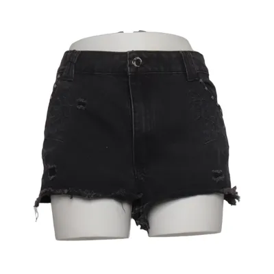 Denim shorts (Zwart) van Killstar Katoen, Elastaan