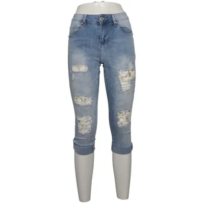 Trekvartsbyxor (Blå) från Mozzaar Bomull, Elastan, Polyester, Viskos