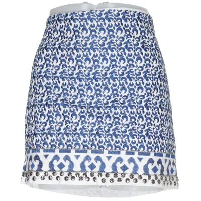 Jupe (Bleu, Blanc) de Mango Denim Coton