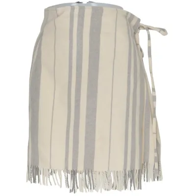 Slå om-nederdel (Beige, Grå) fra Strenesse Kashmir, Uld