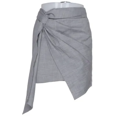 Jupe portefeuille (Gris) de Jing Polyester, Viscose, Laine