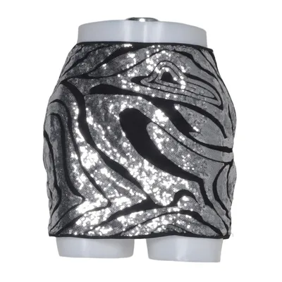 Kjol (Silverfärgad, Svart) från Shein Elastan, Polyester