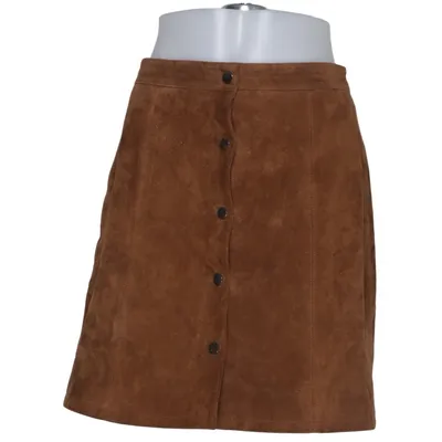 Lædernederdel (Brun) fra VILA Clothes Polyester, Ruskind