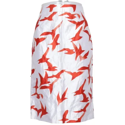Skirt (White, Red) from Hugo Boss Cotton, Cupro, Metallic fiber, Polyester