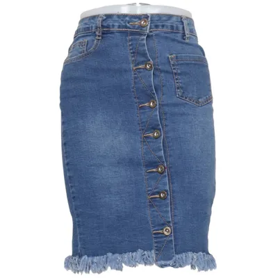 Jupe en jean (Bleu) de Kiwi Coton, Élasthane, Polyester