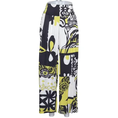 Pantalon patte d'éléphant (Noir, Blanc, Jaune) de Airfield Élasthane, Soie