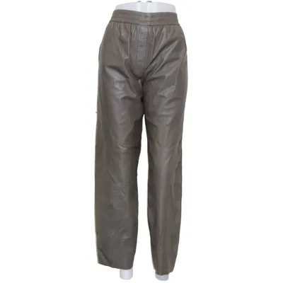 Leather pants (Brown) from Massimo Dutti Elastane, Leather, Polyester