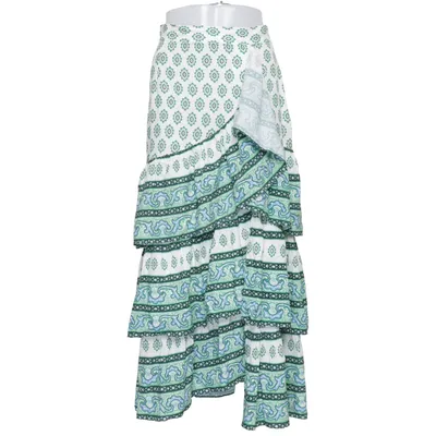 Jupe (Blanc, Vert, Bleu) de Sandro Lin, Viscose