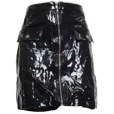 Lackkjol (Patent Pu Zip Front Mini Skirt) från Ivyrevel Polyester