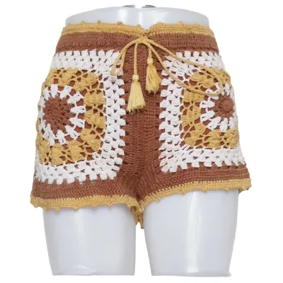 Korte broek (Bruin, Wit, Geel) van Zara Trafaluc Katoen
