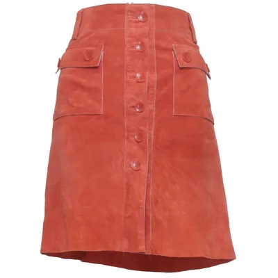 Lædernederdel (Orange) fra Private Label Læder, Polyester