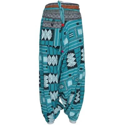 Harem pants (Turquoise, Multicolored) from Rayon Viscose