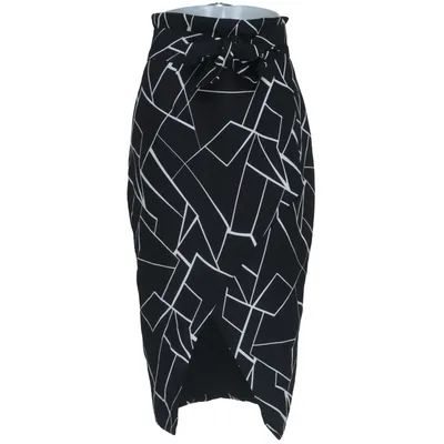 Wrap skirt (Black, White) from Lavish Alice Elastane, Polyester