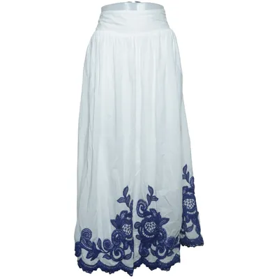 Maxi rok (Wit, Blauw) van Zara Katoen, Polyester