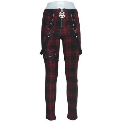 Broek (Rood, Zwart) van Killstar Elastaan, Polyester, Viscose