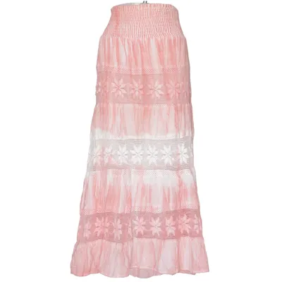 Långkjol (Rosa, Vit) från Siya Bomull
