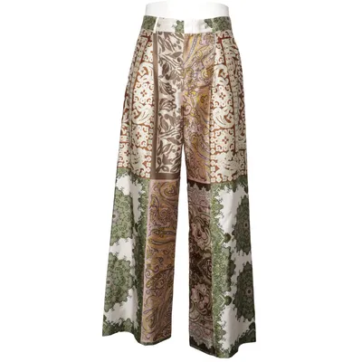 Palazzo broek (Groen, Beige, Meerkleurig) van Zara Polyester