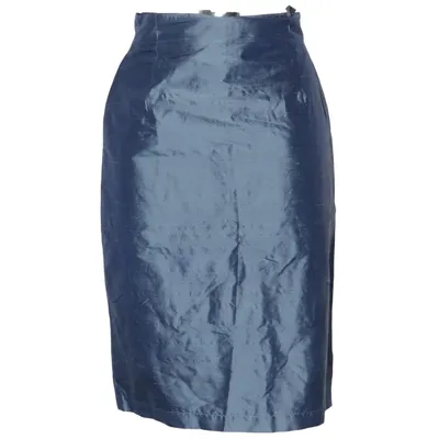 Skirt (Blue) from Virmani Polyester, Silk
