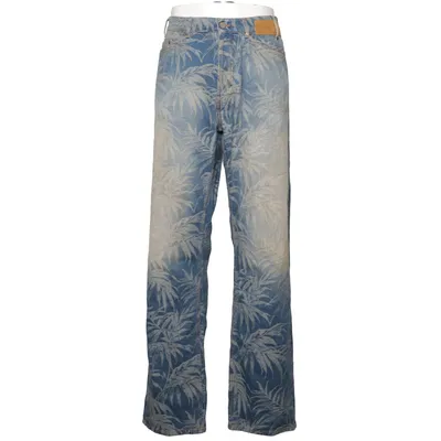 Jeans (Blue, Beige) from Palm Angels Cotton, Leather, Polyester