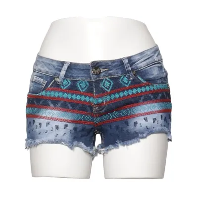 Denim shorts (Blauw, Meerkleurig) van Simply Chic Katoen, Elastaan