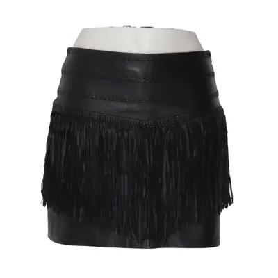Skirt (Black) from Mango Leather, Polyester
