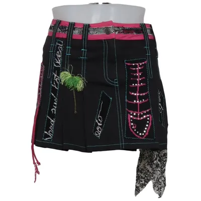 Jupe (Noir, Rose, Multicolore) de Tricot Chic Coton, Élasthane, Polyamide, Viscose