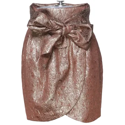 Skirt (Gold, Brown) from Mango Moments Acetate, Cotton, Metallic fiber, Polyester
