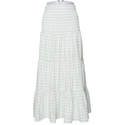 Långkjol (Grön, Vit) från Gina Tricot Elastan, Polyester